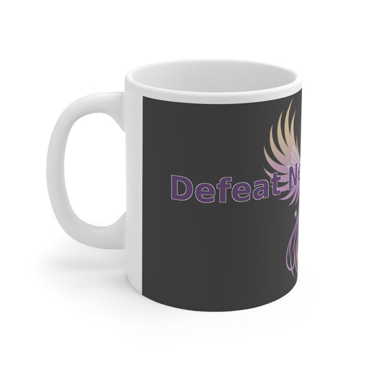 Defeat Never Defines - White Ceramic Mug, 11oz