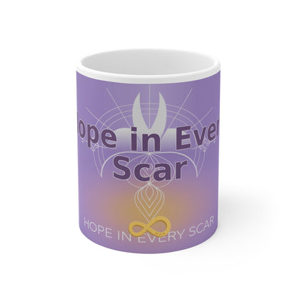 Hope in Every Scar - White Ceramic Mug, 11oz