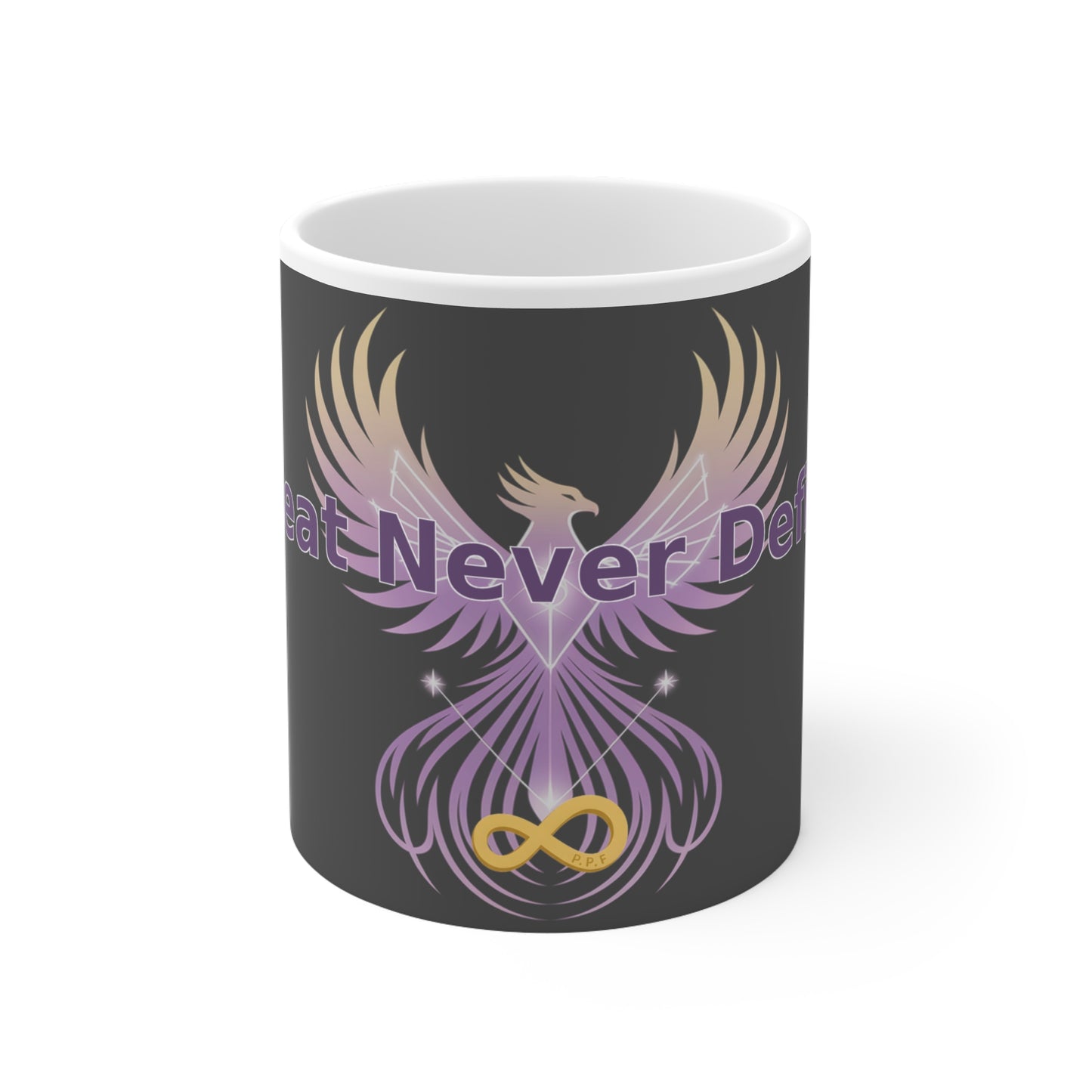 Defeat Never Defines - White Ceramic Mug, 11oz