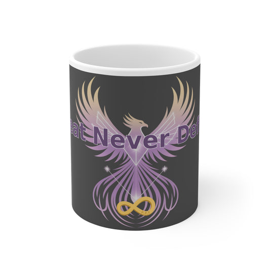 Defeat Never Defines - White Ceramic Mug, 11oz