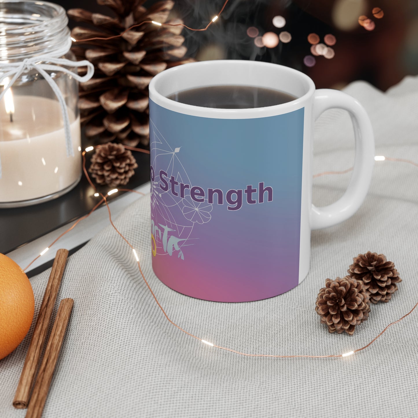 Shattered to Strength - White Ceramic Mug, 11oz