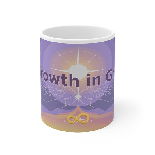Growth in Grit - White Ceramic Mug, 11oz