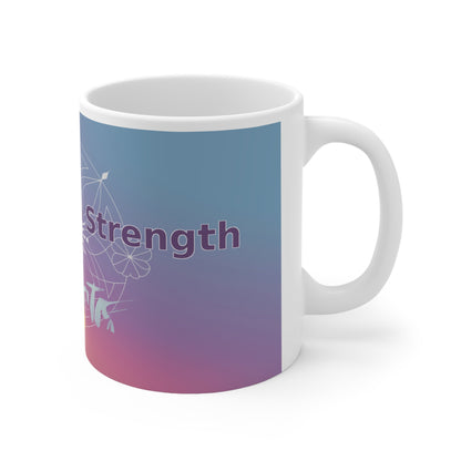 Shattered to Strength - White Ceramic Mug, 11oz