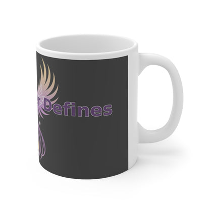 Defeat Never Defines - White Ceramic Mug, 11oz