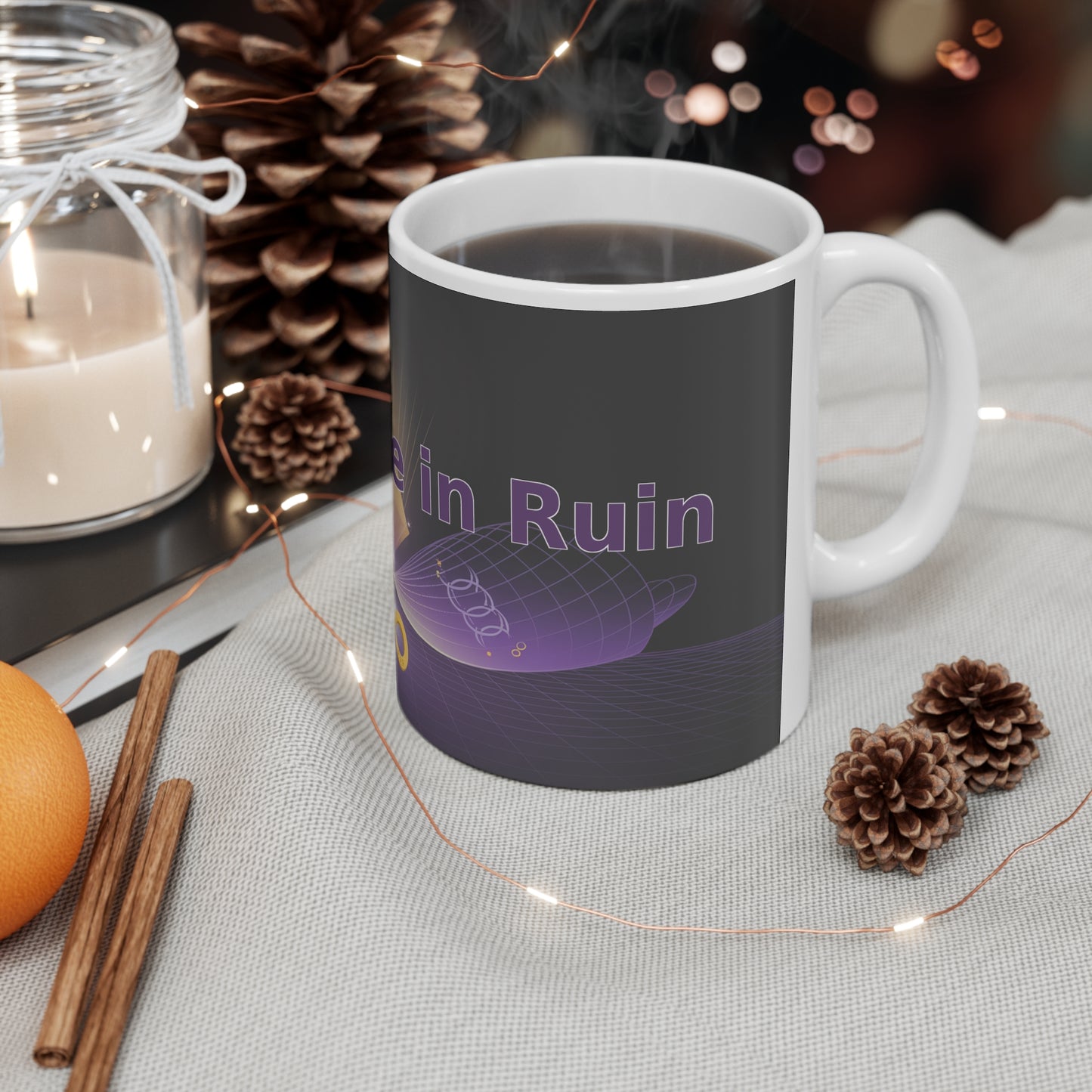 Resilience in Ruin - White Ceramic Mug, 11oz