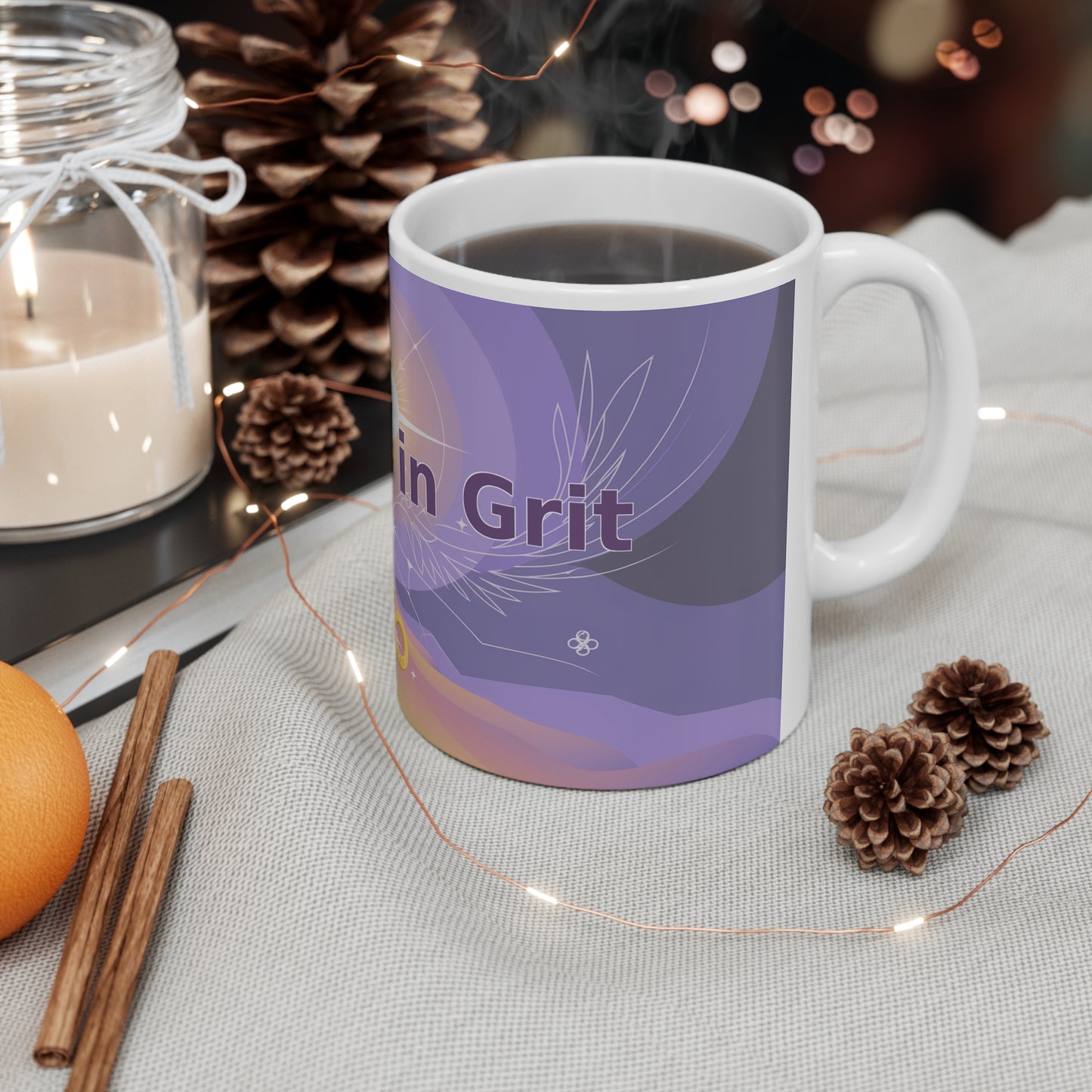 Growth in Grit - White Ceramic Mug, 11oz