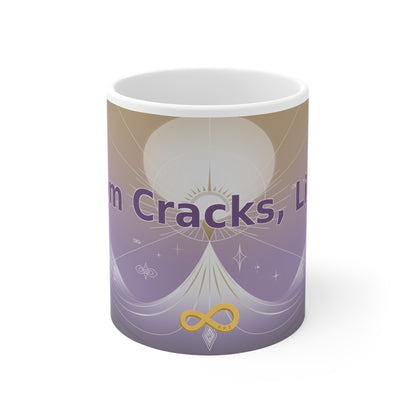 From Cracks, Light - White Ceramic Mug, 11oz