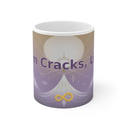 From Cracks, Light - White Ceramic Mug, 11oz