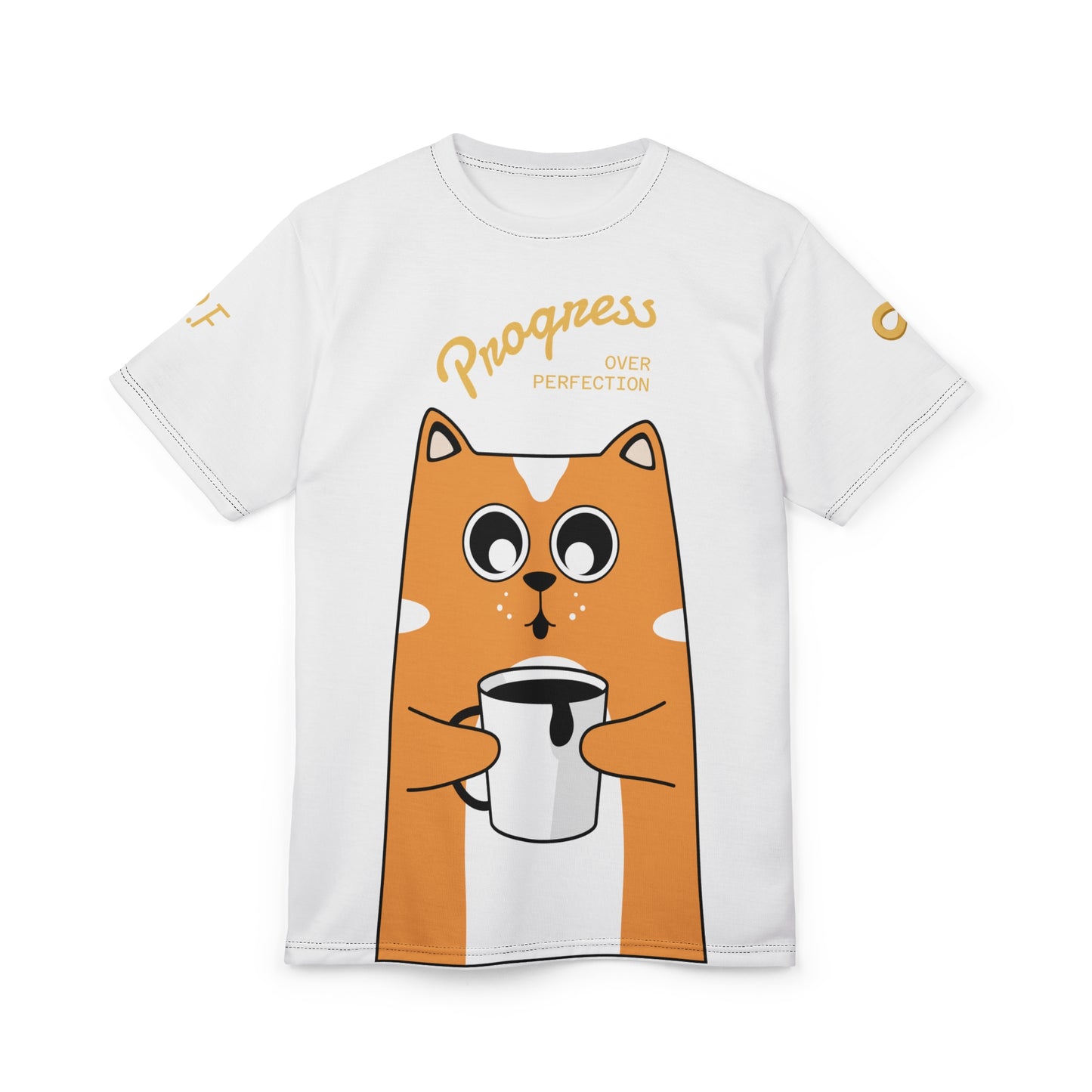 Cute Cat Motivational Tee, Fun Gift for Cat Lovers, Graphic Tee, Casual Wear, Progress Over Perfection Shirt