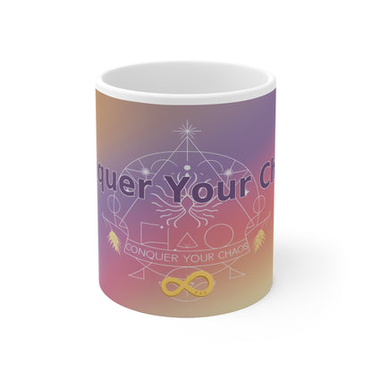 Conquer Your Chaos - White Ceramic Mug, 11oz